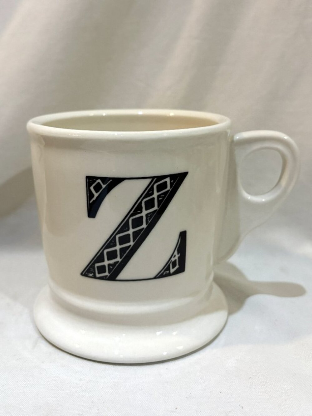 Anthropologie Monogram Z Initial Z Coffee Tea Mug Black on Ivory
